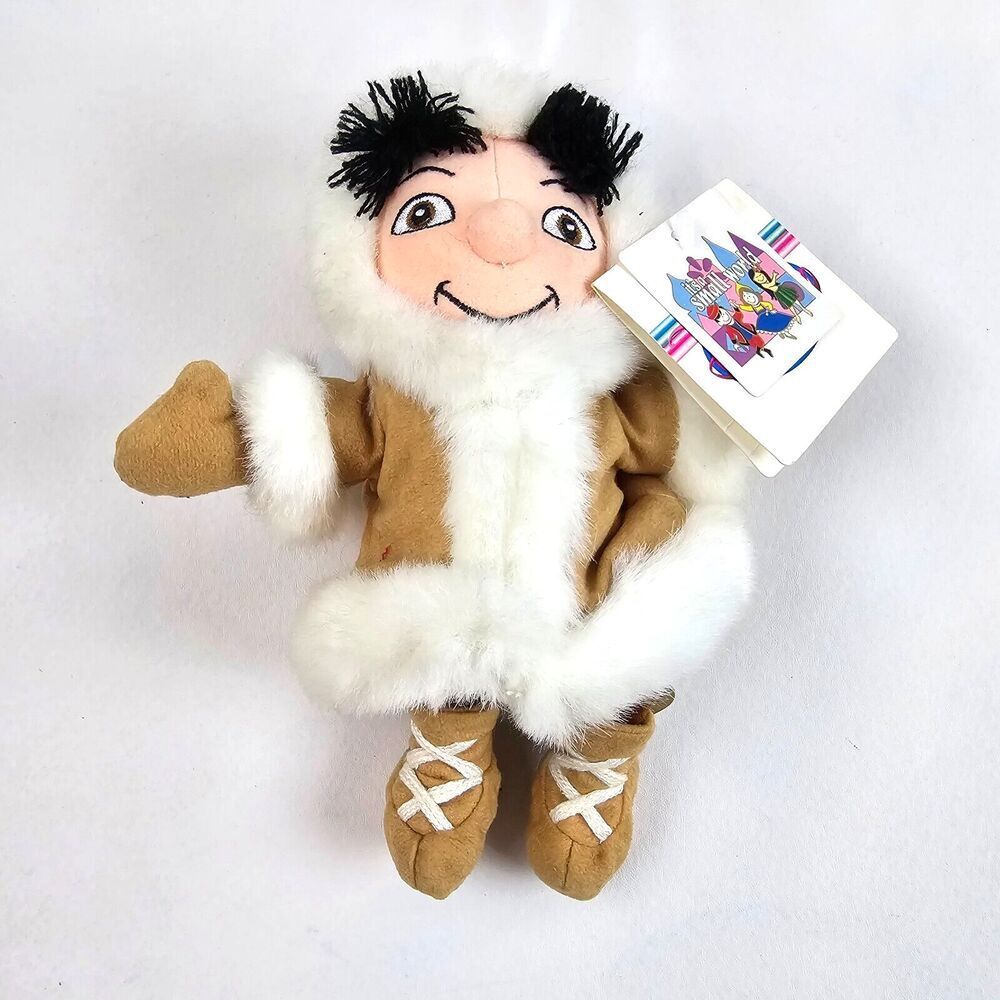 Disney Store It’s A Small World Alaska Boy Bean Bag  Plush New With Tags Eskimo